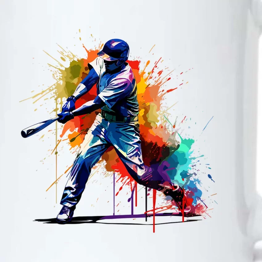 Baseball Player Paint Splash Black Color Changing Mug