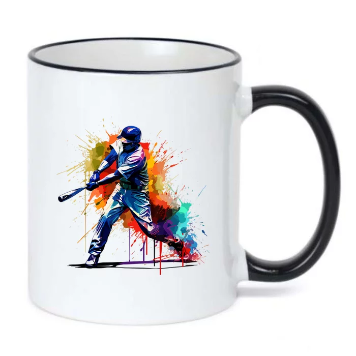 Baseball Player Paint Splash Black Color Changing Mug