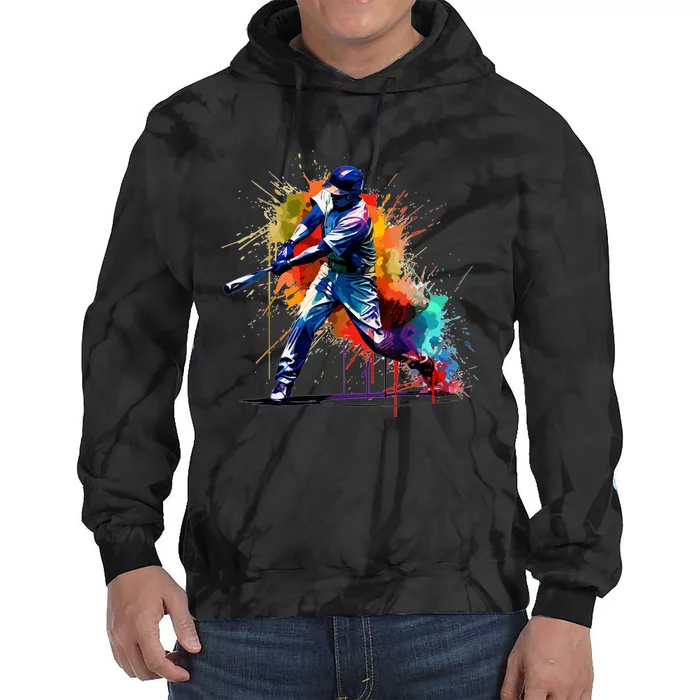 Baseball Player Paint Splash Tie Dye Hoodie