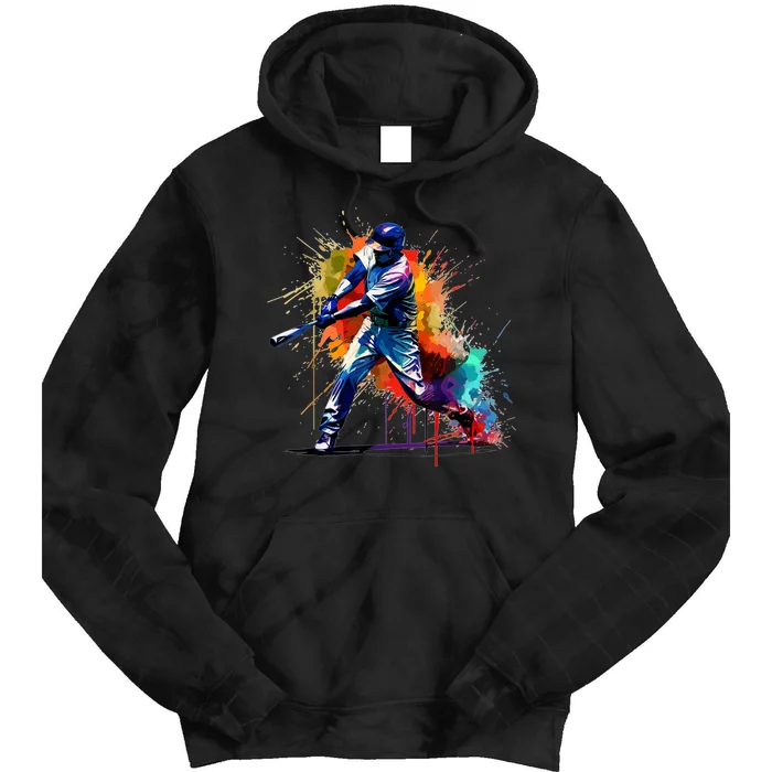 Baseball Player Paint Splash Tie Dye Hoodie