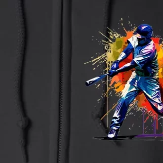 Baseball Player Paint Splash Full Zip Hoodie