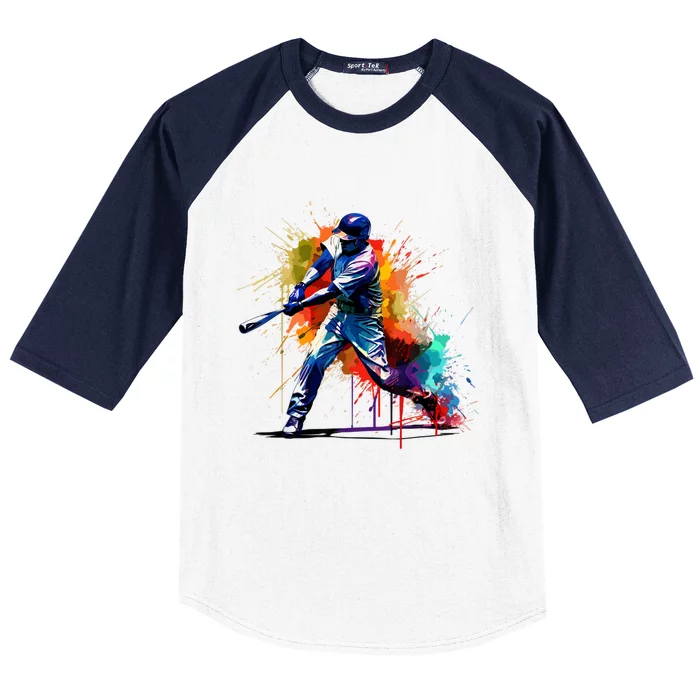 Baseball Player Paint Splash Baseball Sleeve Shirt