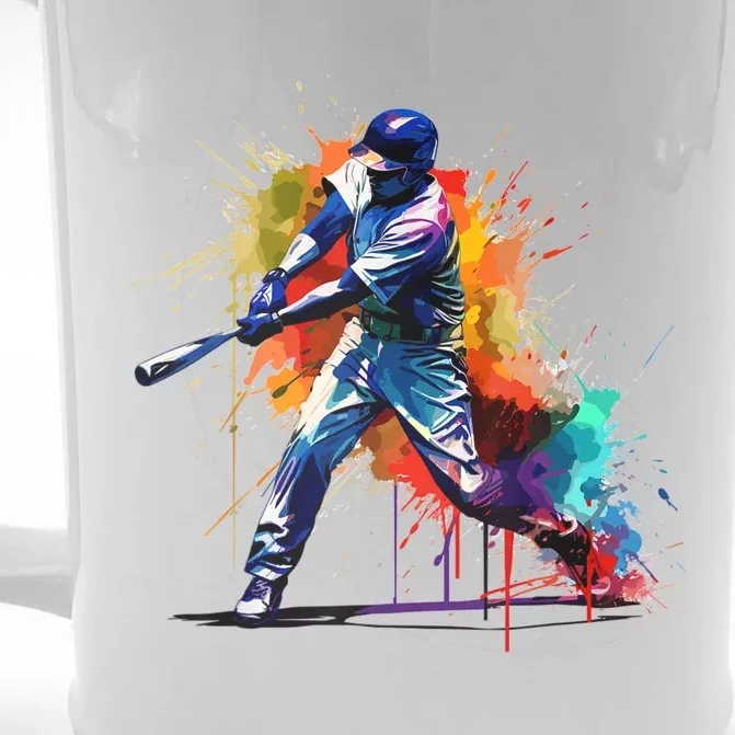 Baseball Player Paint Splash Front & Back Beer Stein