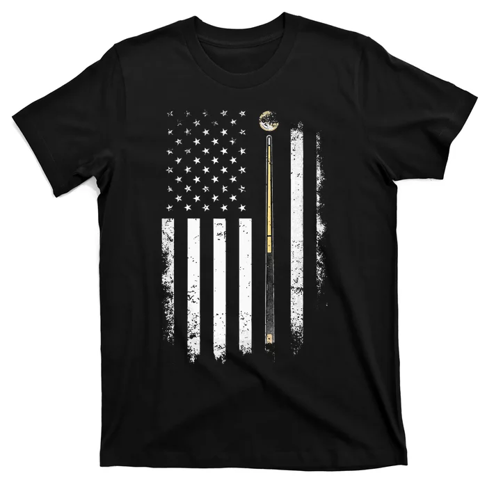 Billiards Pool Player Table Usa Us American Flag T-Shirt