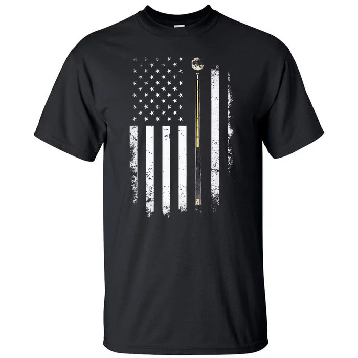 Billiards Pool Player Table Usa Us American Flag Tall T-Shirt