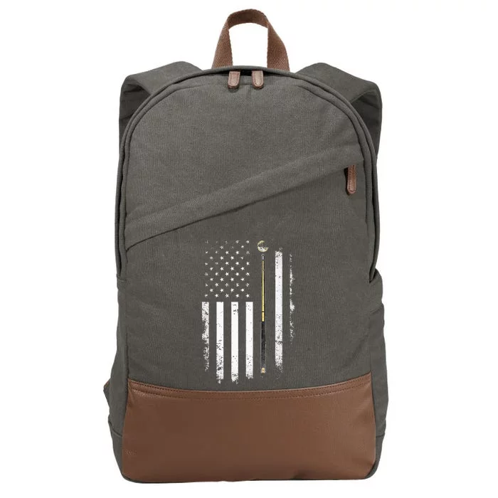 Billiards Pool Player Table Usa Us American Flag Cotton Canvas Backpack