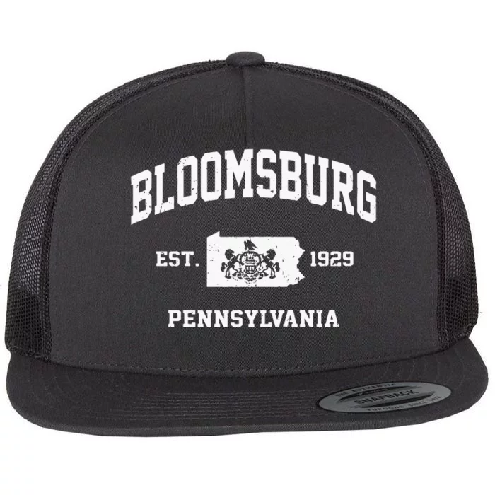 Bloomsburg Pennsylvania PA Vintage State Athletic Style Flat Bill Trucker Hat