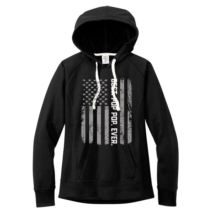 Best Pop Pop Ever Vintage American Flag For Dad Papa Gift Women's Fleece Hoodie