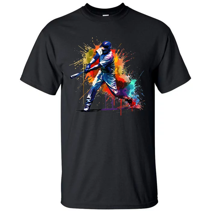 Baseball Player Paint Splash Tall T-Shirt