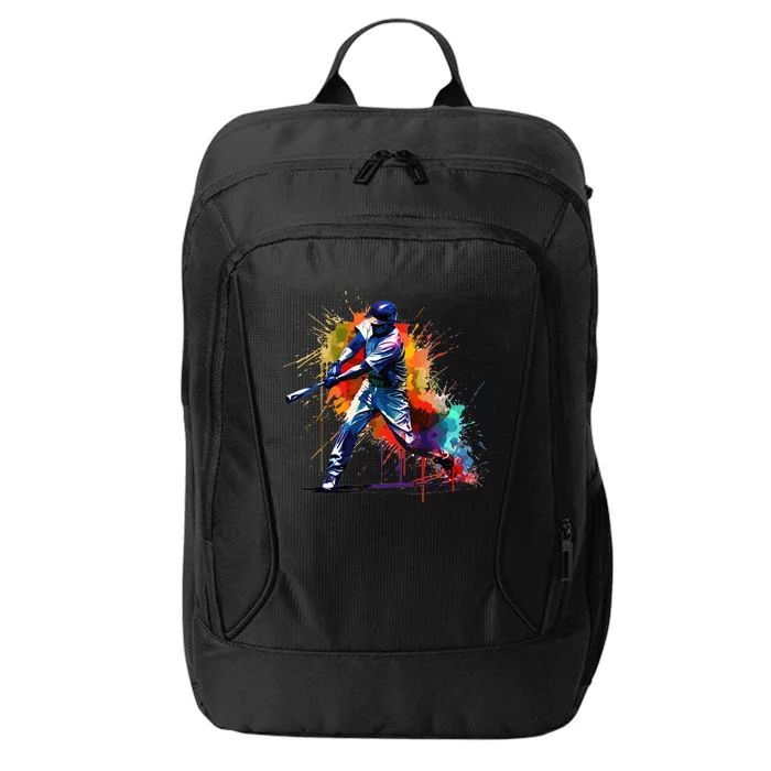 Baseball Player Paint Splash City Backpack