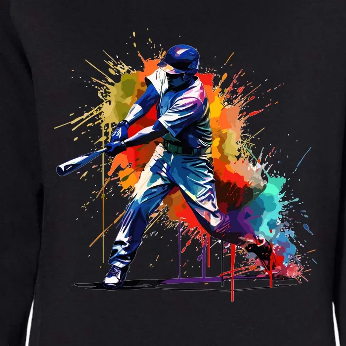 Baseball Player Paint Splash Womens California Wash Sweatshirt