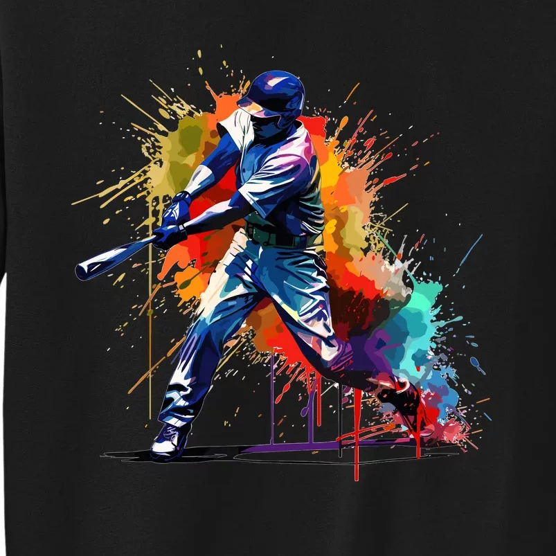 Baseball Player Paint Splash Tall Sweatshirt