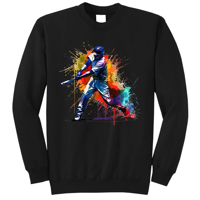 Baseball Player Paint Splash Tall Sweatshirt