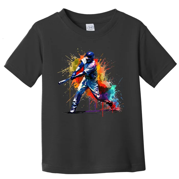 Baseball Player Paint Splash Toddler T-Shirt