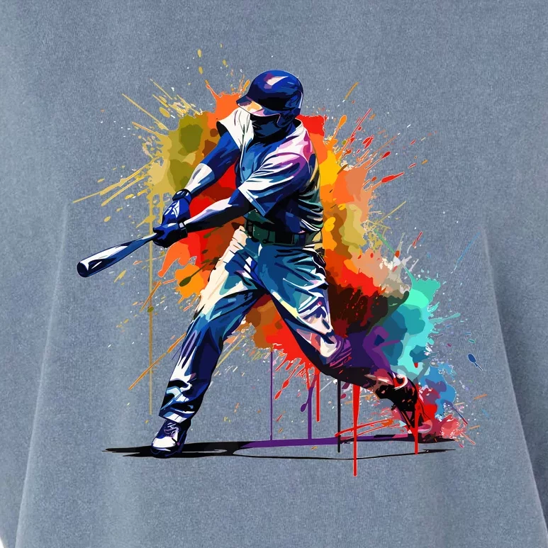 Baseball Player Paint Splash Garment-Dyed Women's Muscle Tee