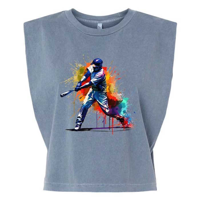 Baseball Player Paint Splash Garment-Dyed Women's Muscle Tee