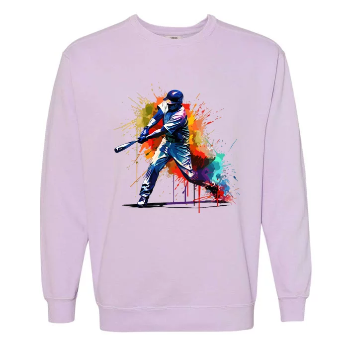 Baseball Player Paint Splash Garment-Dyed Sweatshirt