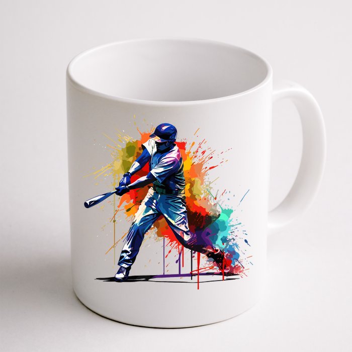 Baseball Player Paint Splash Front & Back Coffee Mug