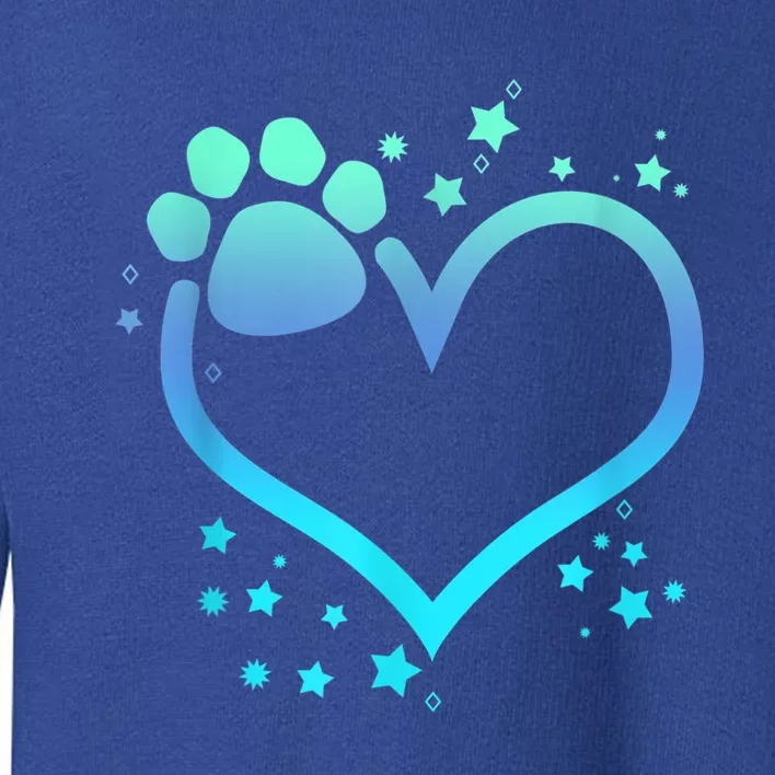 Blue Paw Print Heart Cute Dog Cat Love Valentines Day Gift Toddler Sweatshirt