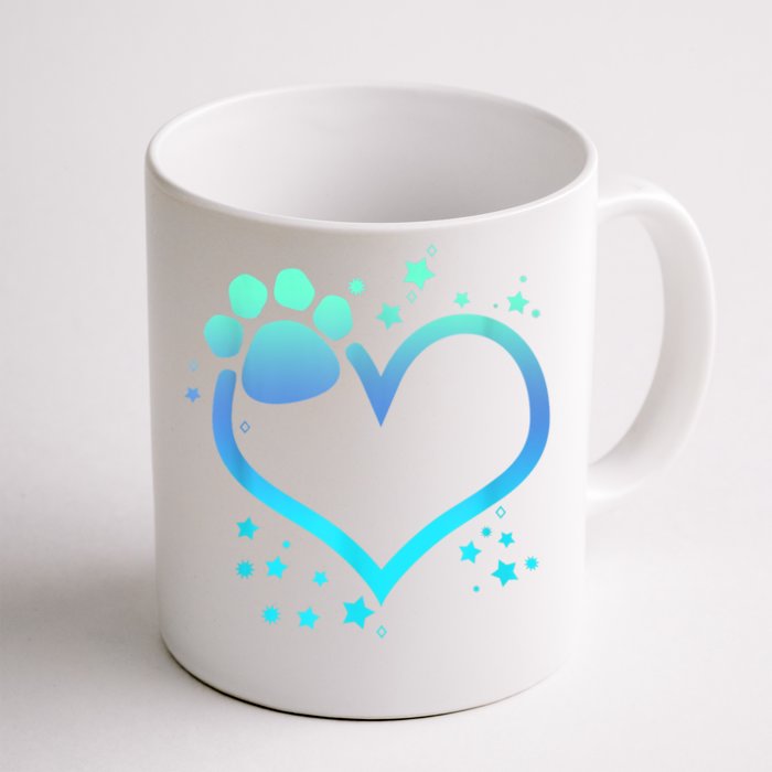 Blue Paw Print Heart Cute Dog Cat Love Valentines Day Gift Front & Back Coffee Mug