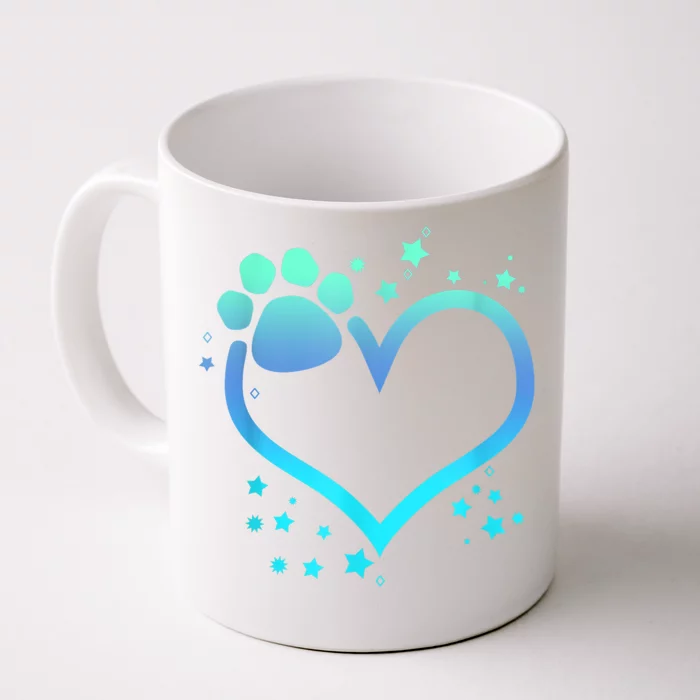 Blue Paw Print Heart Cute Dog Cat Love Valentines Day Gift Front & Back Coffee Mug