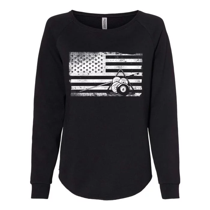 Billiards Pool Player Ball American Flag Vintage Cool Gift Womens California Wash Sweatshirt