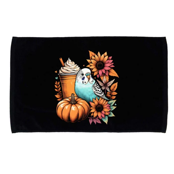 Budgie Parakeet Pumpkin Spice Latte Lovers Budgerigar Autumn Microfiber Hand Towel