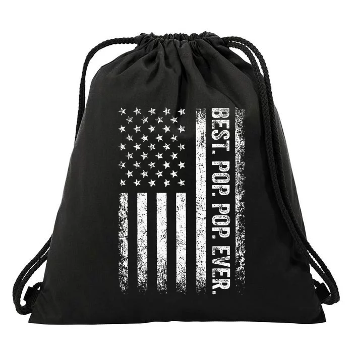 Best Pop pop Ever Vintage American Flag Fathers Day Gift Dad Drawstring Bag