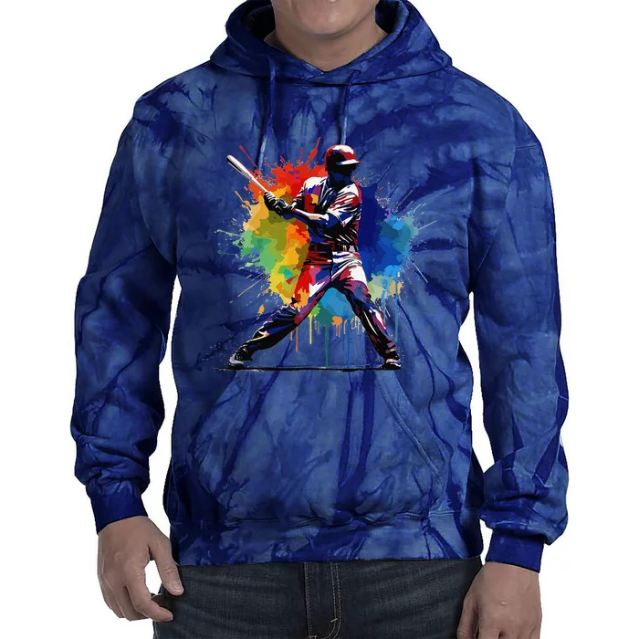 Baseball Player Paint Splash Tie Dye Hoodie