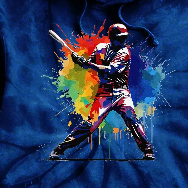 Baseball Player Paint Splash Tie Dye Hoodie