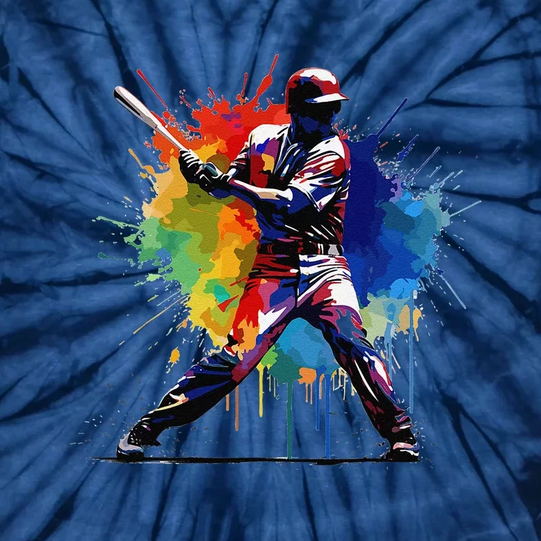 Baseball Player Paint Splash Tie-Dye T-Shirt