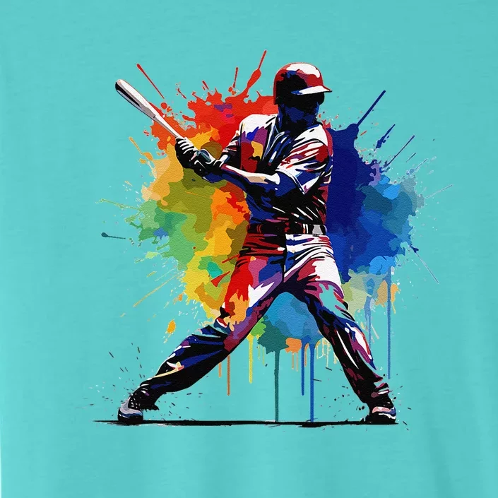 Baseball Player Paint Splash ChromaSoft Performance T-Shirt