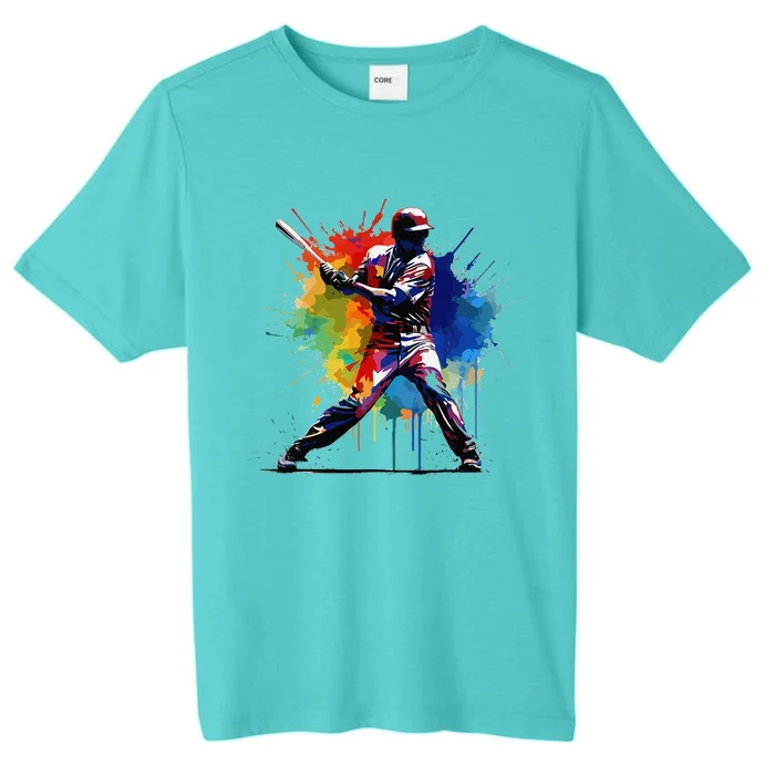 Baseball Player Paint Splash ChromaSoft Performance T-Shirt