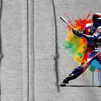 Baseball Player Paint Splash Full Zip Hoodie