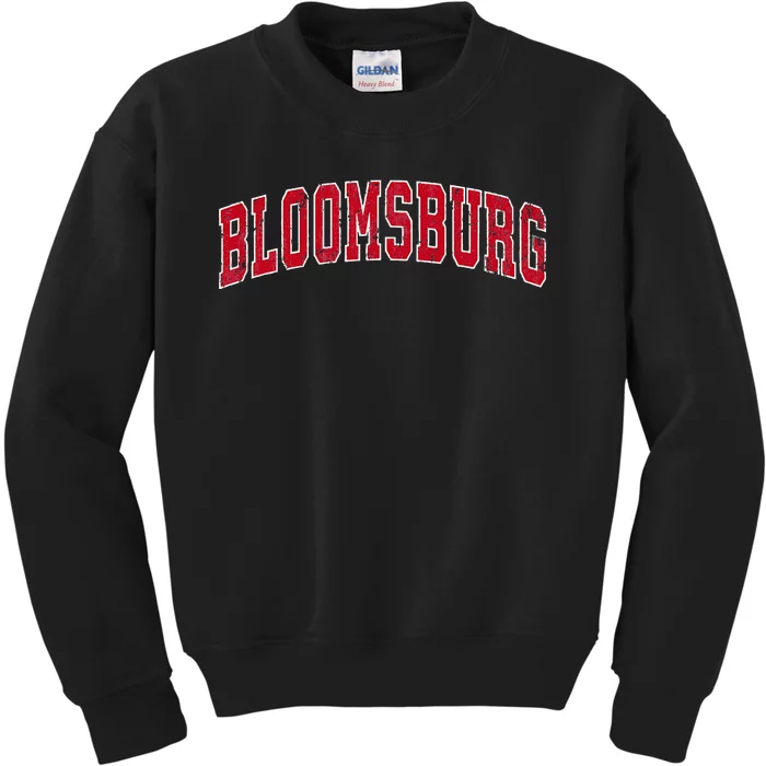 Bloomsburg Pennsylvania PA Vintage Sports Design Red Design Kids Sweatshirt