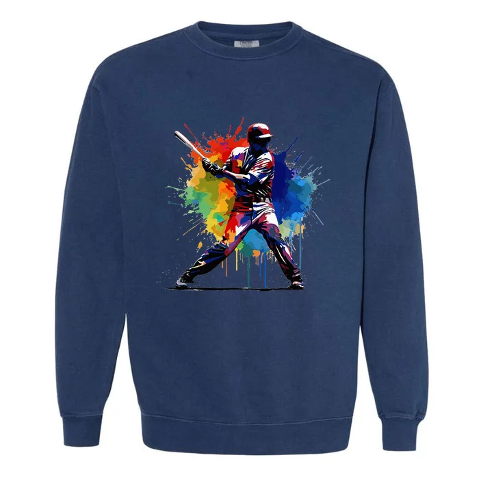 Baseball Player Paint Splash Garment-Dyed Sweatshirt