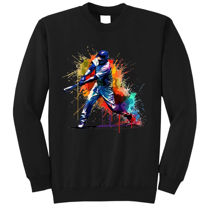 Baseball Player Paint Splash Tall Sweatshirt