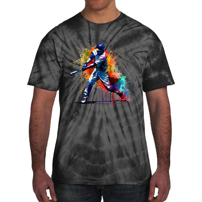 Baseball Player Paint Splash Tie-Dye T-Shirt