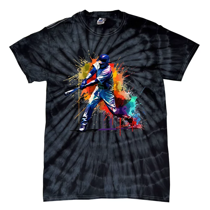 Baseball Player Paint Splash Tie-Dye T-Shirt