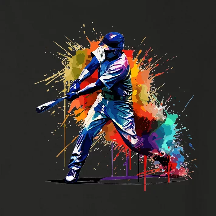 Baseball Player Paint Splash Toddler Long Sleeve Shirt