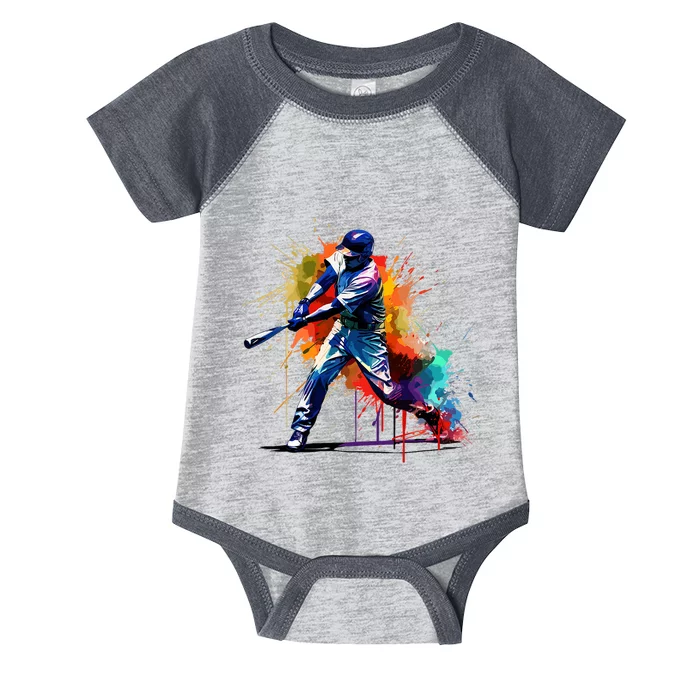 Baseball Player Paint Splash Infant Baby Jersey Bodysuit