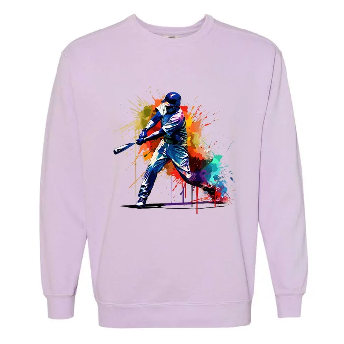 Baseball Player Paint Splash Garment-Dyed Sweatshirt