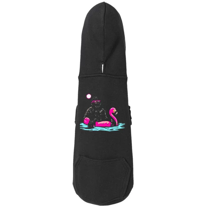 Bigfoot Pool Party Flamingo Funny Sasquatch Pink Float Doggie 3-End Fleece Hoodie