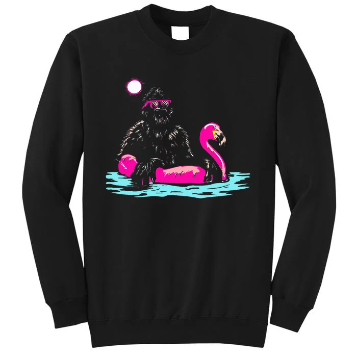 Bigfoot Pool Party Flamingo Funny Sasquatch Pink Float Sweatshirt