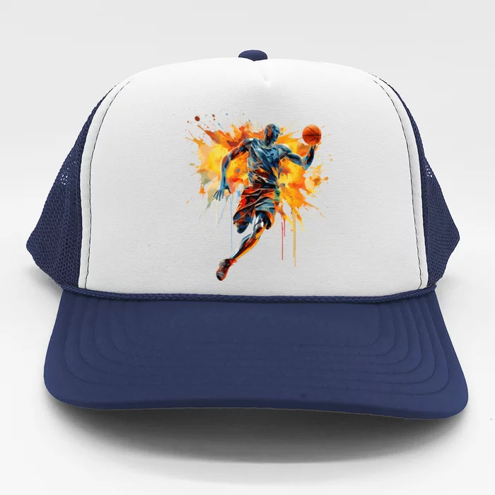 Basketball Player Paint Splash Trucker Hat