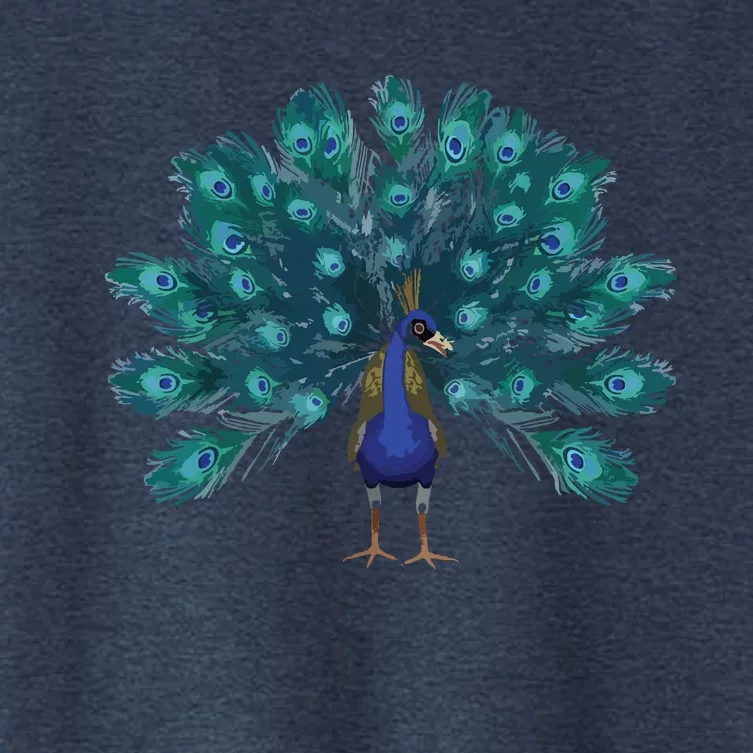 Blue Peacock Print Teal Feathers Bird Lover Men Women Gifts Women's Crop Top Tee