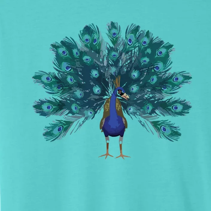 Blue Peacock Print Teal Feathers Bird Lover Men Women Gifts ChromaSoft Performance T-Shirt