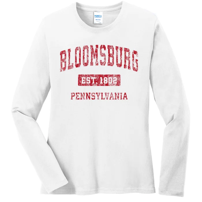 Bloomsburg Pennsylvania PA Vintage Sports Design Red Design Ladies Long Sleeve Shirt