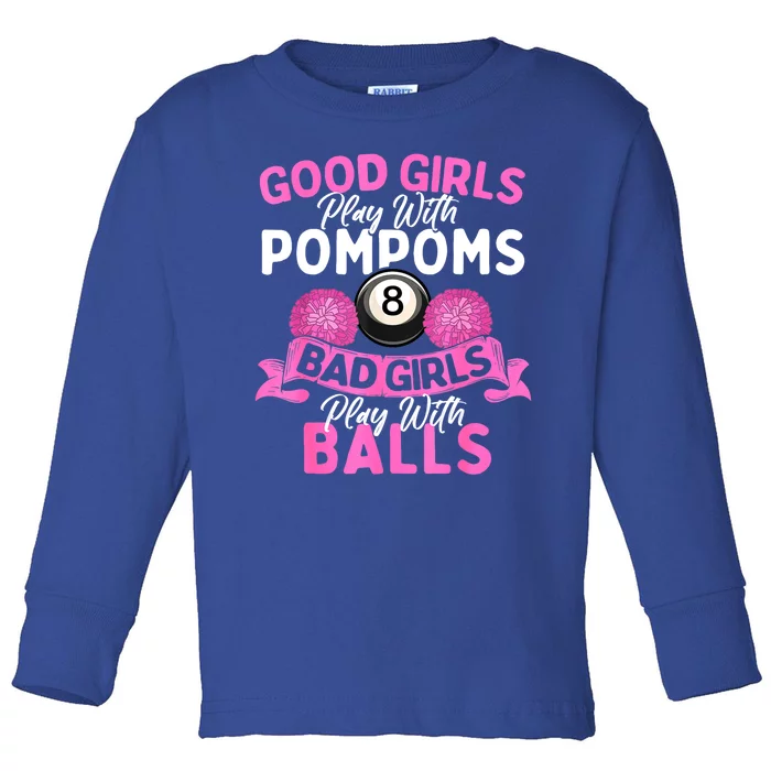 Balls Pool Player Lover Good Girl Play With Billiards Gift Ideas Toddler Long Sleeve Shirt