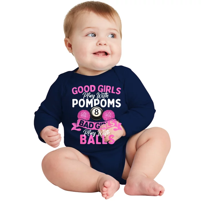 Balls Pool Player Lover Good Girl Play With Billiards Gift Ideas Baby Long Sleeve Bodysuit